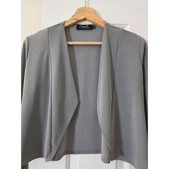 Simpli  Grey Crop Open Cardigan 8 - Picture 2 of 6